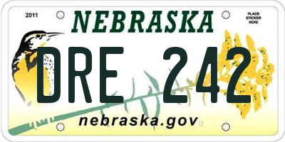 NE license plate DRE242
