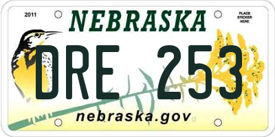 NE license plate DRE253