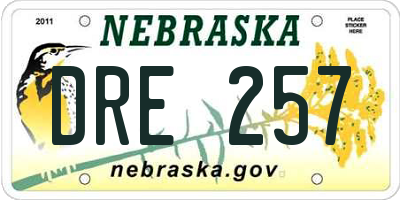NE license plate DRE257