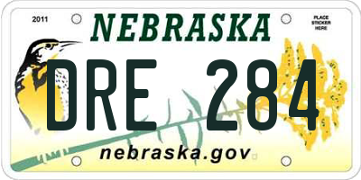 NE license plate DRE284