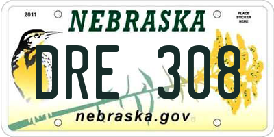 NE license plate DRE308