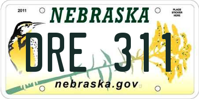 NE license plate DRE311