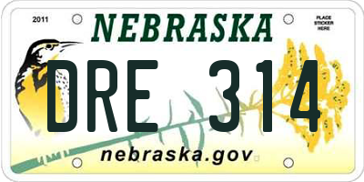 NE license plate DRE314
