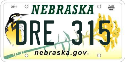 NE license plate DRE315