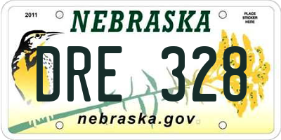 NE license plate DRE328