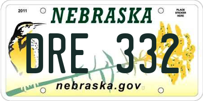 NE license plate DRE332