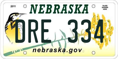 NE license plate DRE334