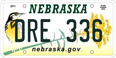 NE license plate DRE336