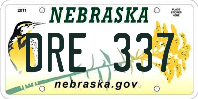 NE license plate DRE337