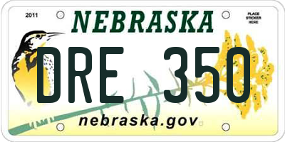 NE license plate DRE350