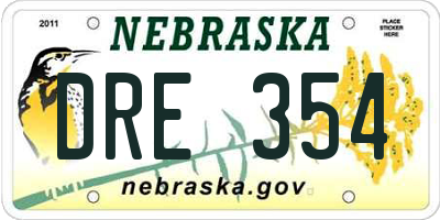 NE license plate DRE354
