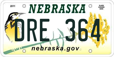 NE license plate DRE364