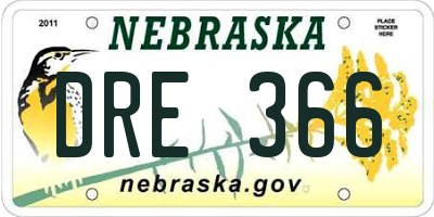 NE license plate DRE366
