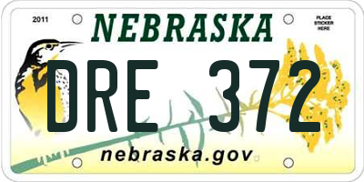 NE license plate DRE372