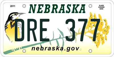 NE license plate DRE377