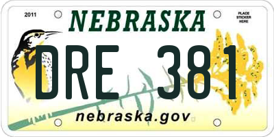 NE license plate DRE381
