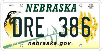 NE license plate DRE386