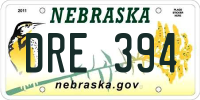 NE license plate DRE394