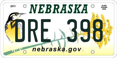 NE license plate DRE398