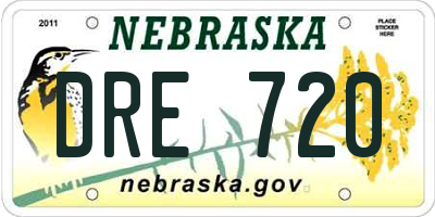 NE license plate DRE720