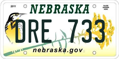 NE license plate DRE733