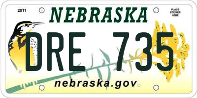 NE license plate DRE735