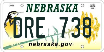 NE license plate DRE738