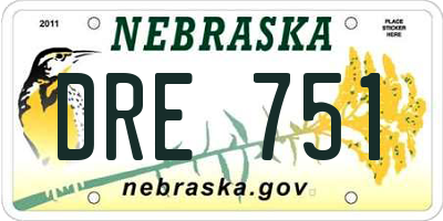 NE license plate DRE751