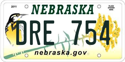 NE license plate DRE754