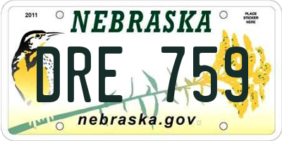 NE license plate DRE759