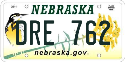 NE license plate DRE762