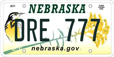 NE license plate DRE777