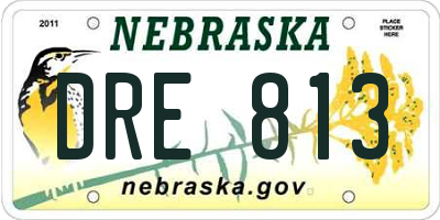 NE license plate DRE813