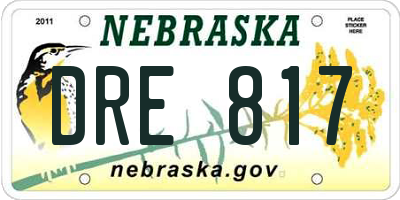 NE license plate DRE817