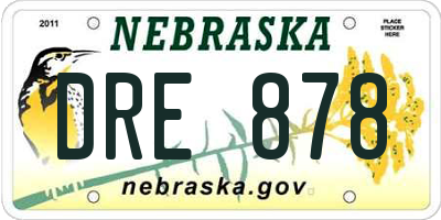 NE license plate DRE878