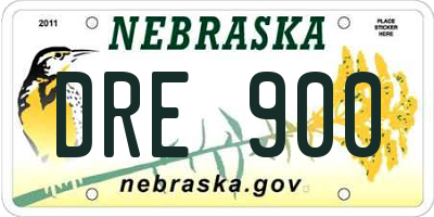 NE license plate DRE900