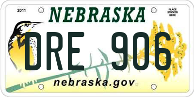 NE license plate DRE906