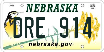 NE license plate DRE914