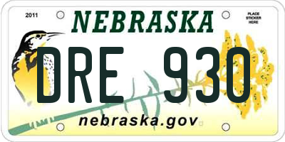 NE license plate DRE930