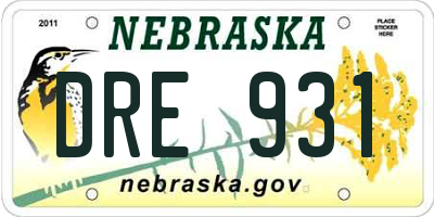 NE license plate DRE931