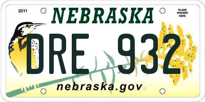 NE license plate DRE932