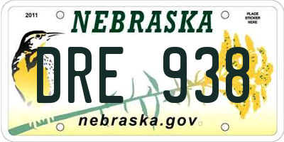 NE license plate DRE938