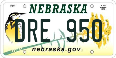 NE license plate DRE950