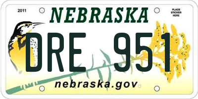 NE license plate DRE951