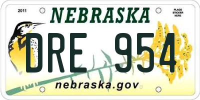 NE license plate DRE954