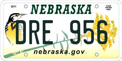 NE license plate DRE956
