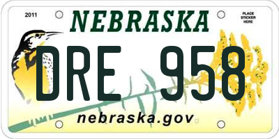 NE license plate DRE958
