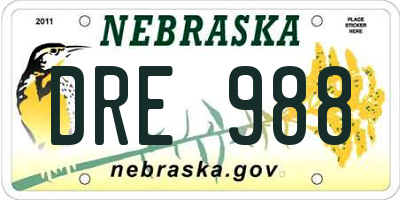 NE license plate DRE988