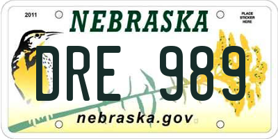 NE license plate DRE989