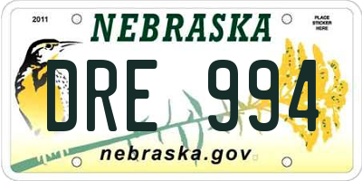 NE license plate DRE994